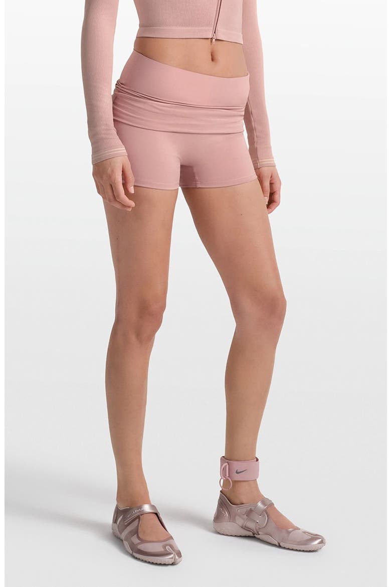 Matte Foldover Waist Shorts, Alternate, color, HIMALAYAN
