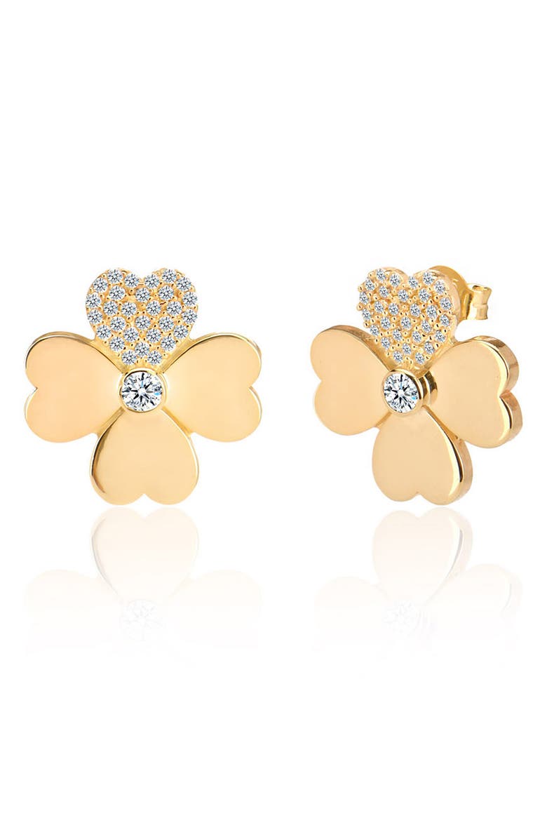 GABI RIELLE Pavé Clover Stud Earrings, Main, color,