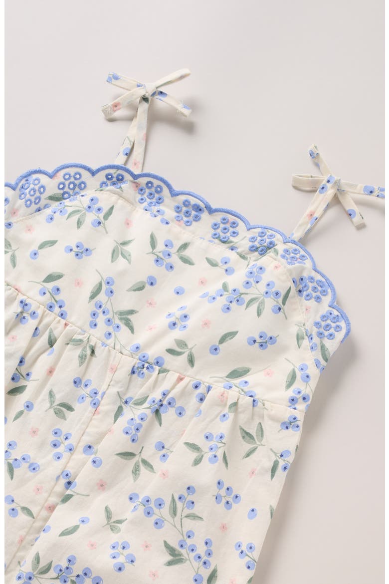 Scalloped Floral Romper, Alternate, color, IVORY EGRET BLUEBERRIES