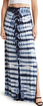GO COUTURE Tie Dye Slit Maxi Skirt