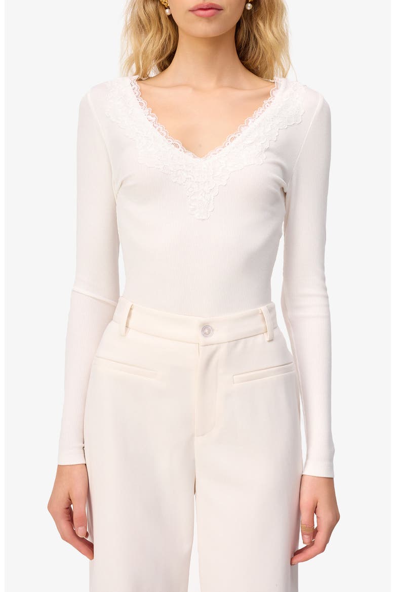 Rooney Lace Trim Rib Top, Main, color, WHITE