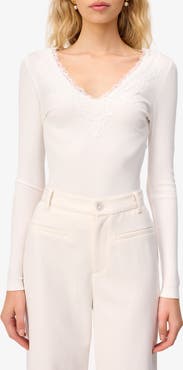 CAMI NYC Rooney Lace Trim Rib Top