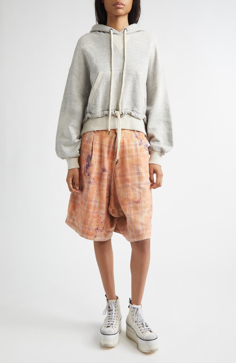 R13 Oversize Cinched Hem Hoodie, Alternate, color, Heather Grey W/ Oatmeal