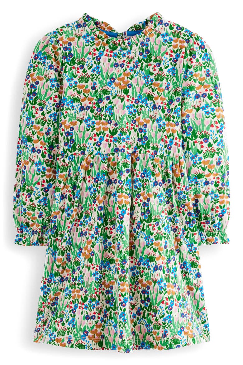Kids' Floral Long Sleeve Cotton Jersey Dress, Main, color, KINGFISHER SPRING FLOWERBED
