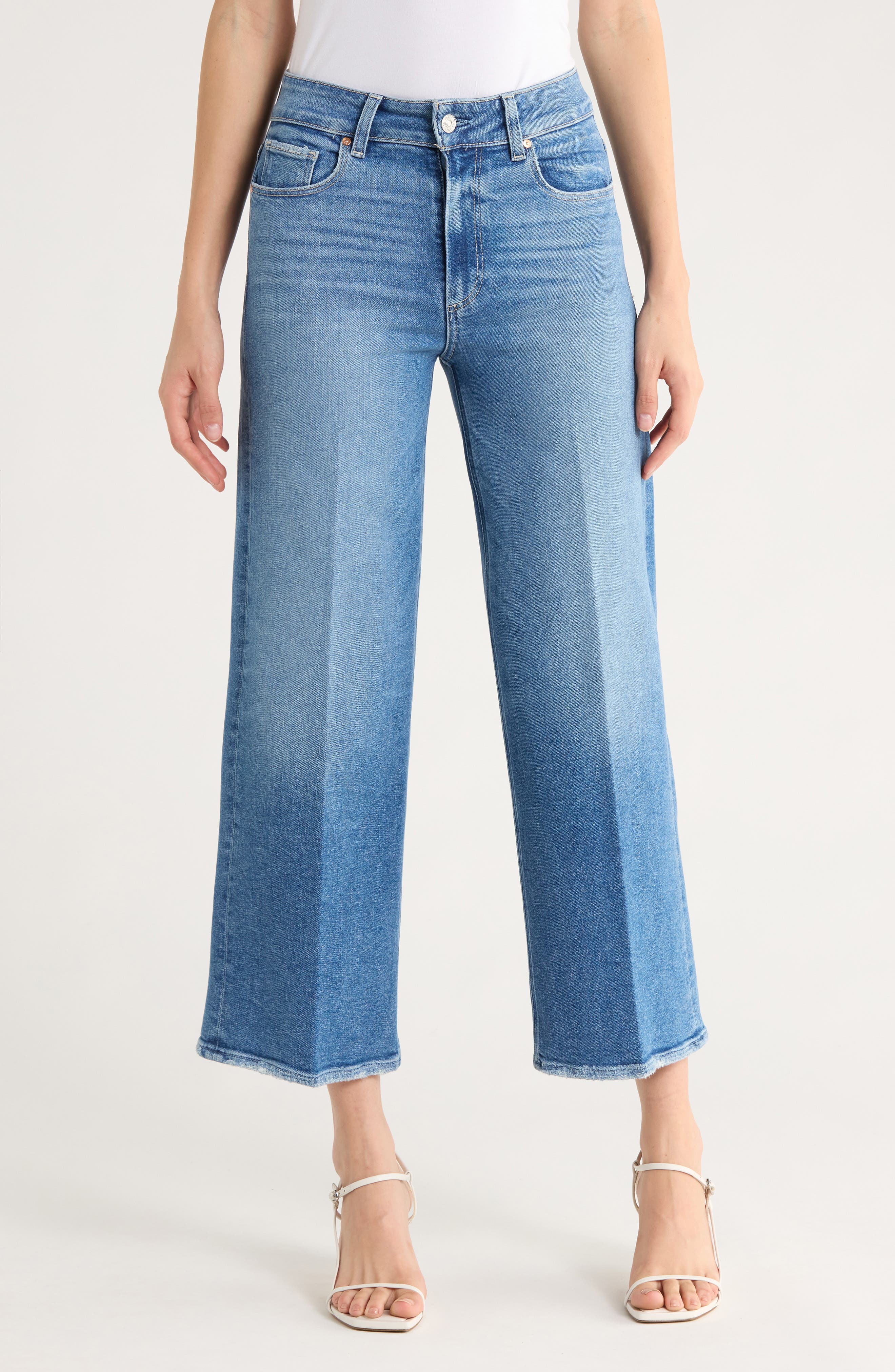 PAIGE Sasha High Waist Ankle Wide Leg Jeans