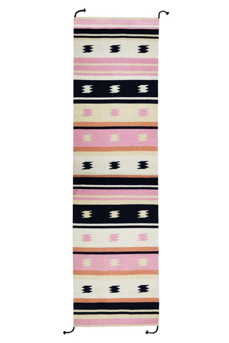Zapotec Multi Handwoven Flatweave Wool Rug, Alternate, color, Pink