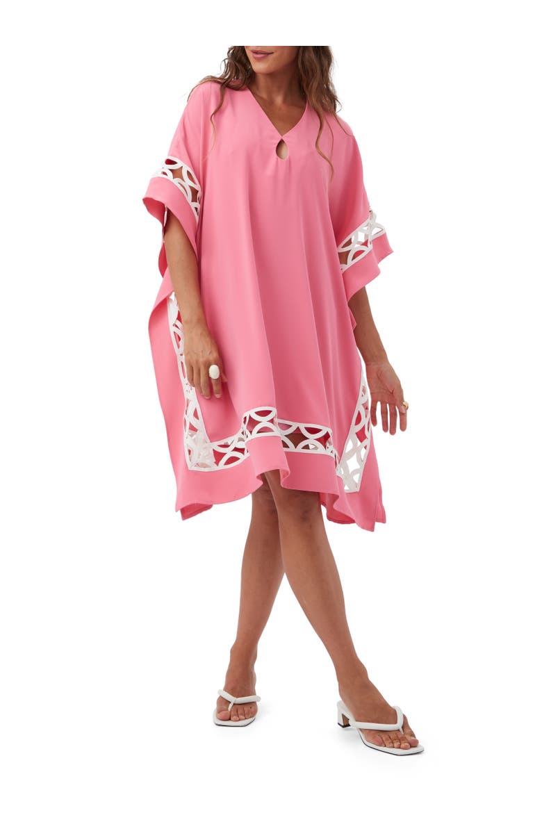 Trina Turk Amoureux Embroidered Trim Caftan Dress, Main, color, 