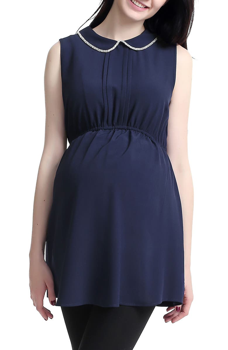 Kimi and Kai Callie Crystal Embellished Collar Maternity Blouse, Alternate, color, 