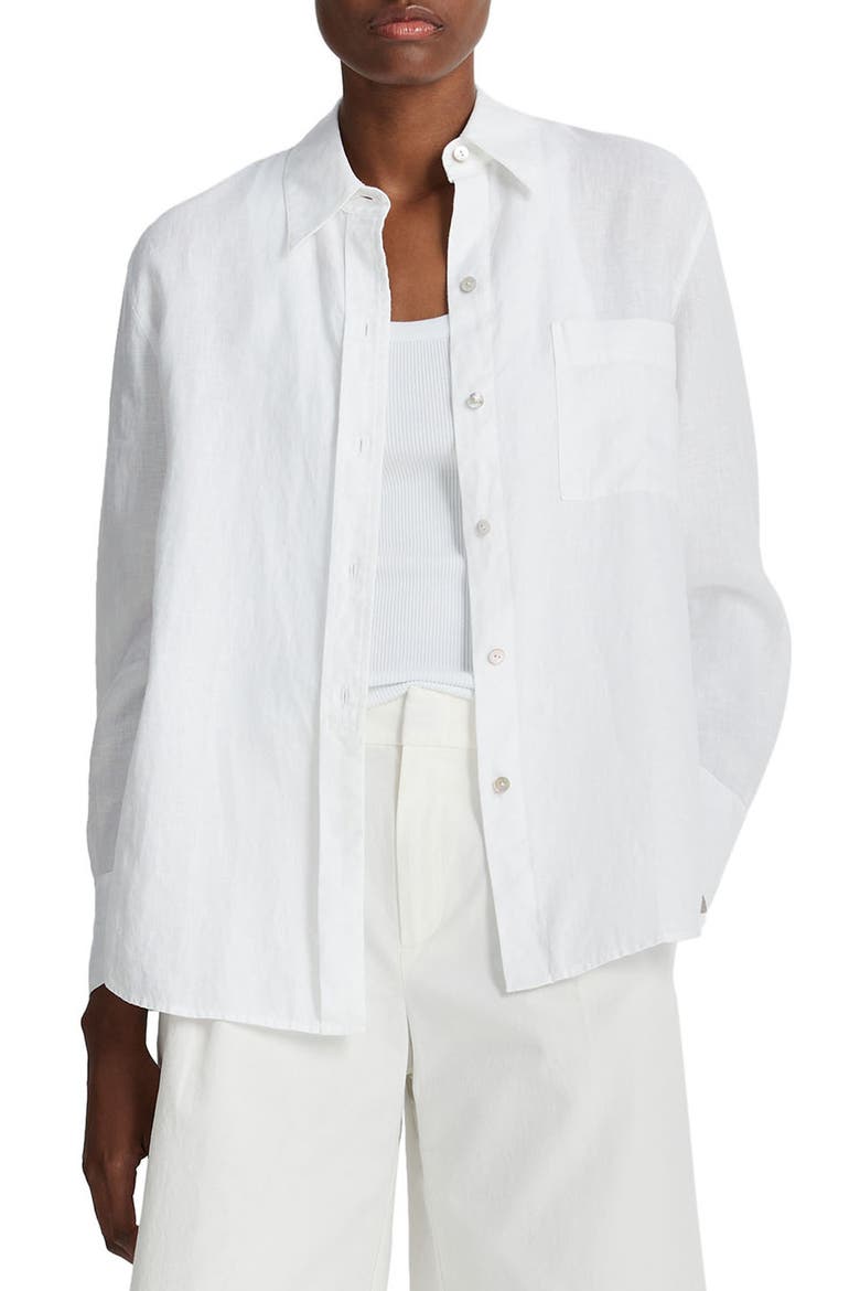 Easy Linen Button-Up Shirt, Main, color, OPTIC WHITE