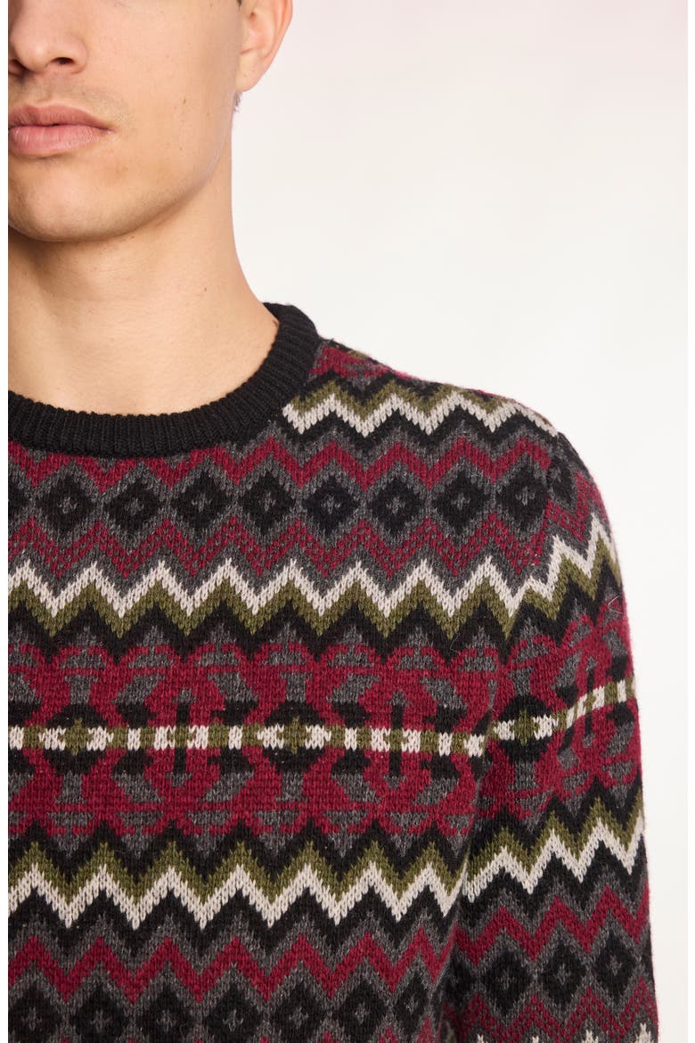 Chevron Crewneck Sweater, Alternate, color, BLACK CHERRIES