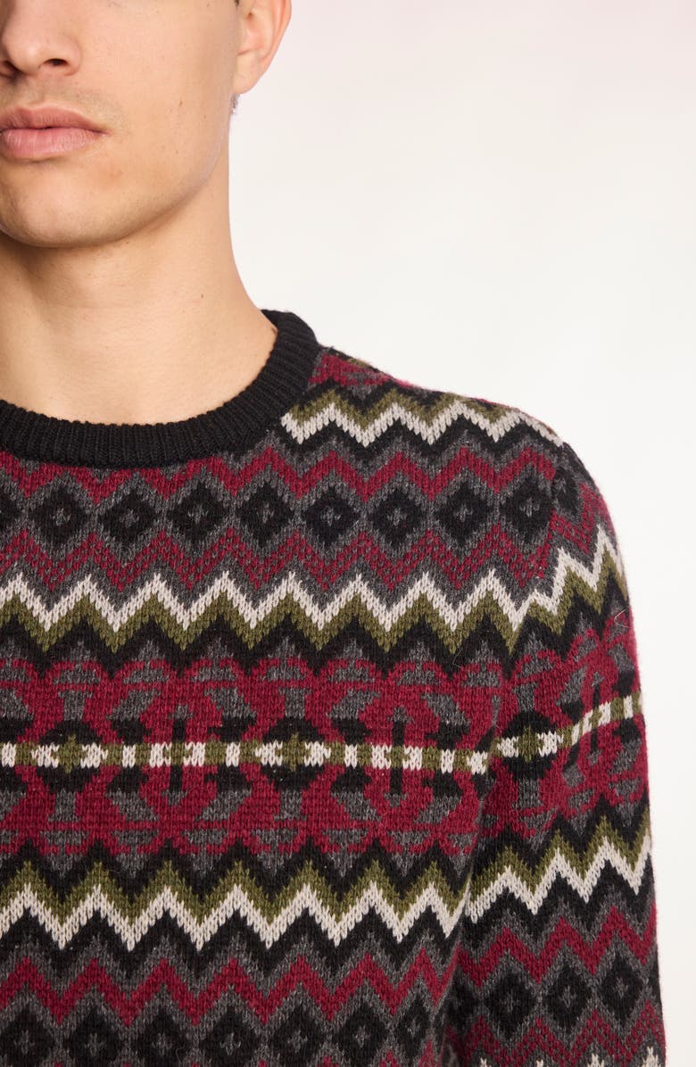 PAISLEY & GRAY Chevron Crewneck Sweater, Alternate, color, Black Cherries