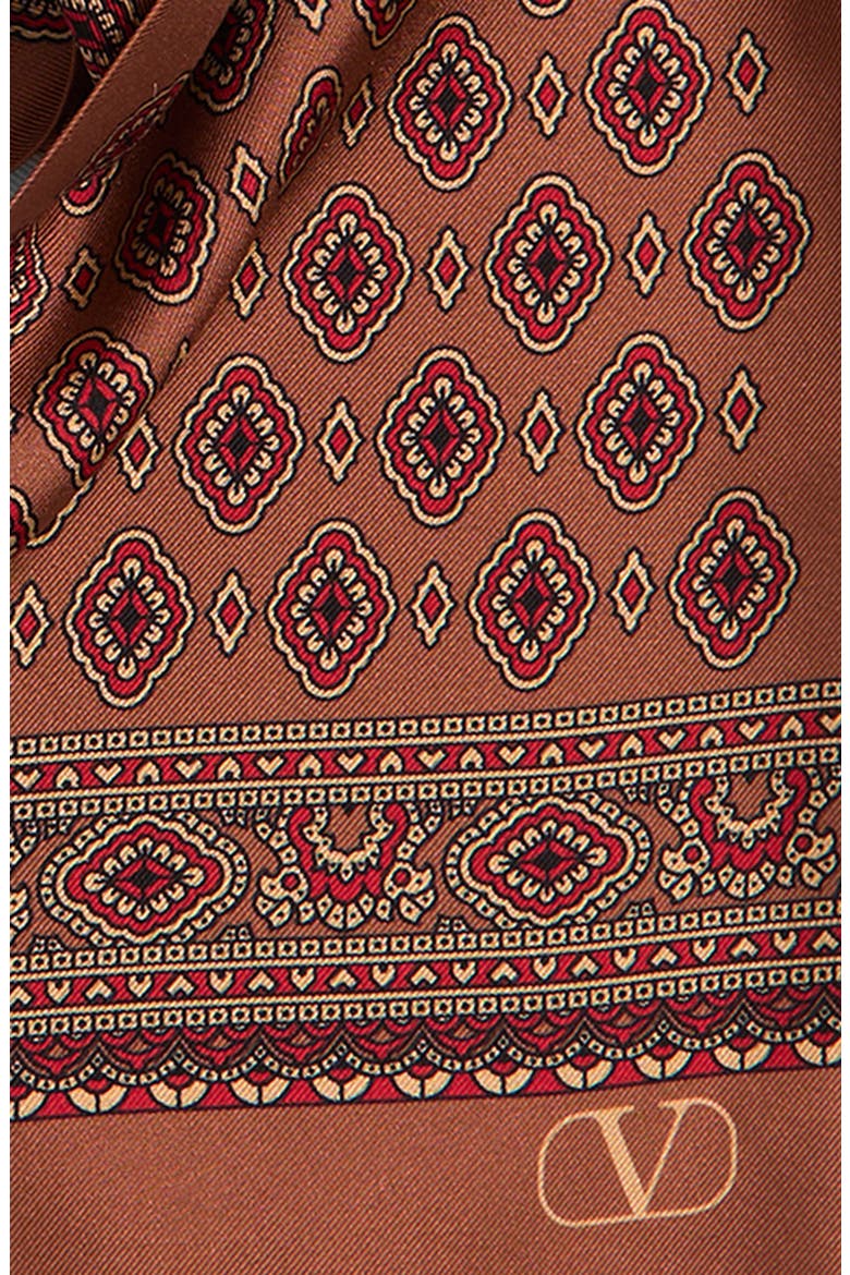 Medallion Print Silk Fringe Scarf, Alternate, color, LIGHT HAZELNUT