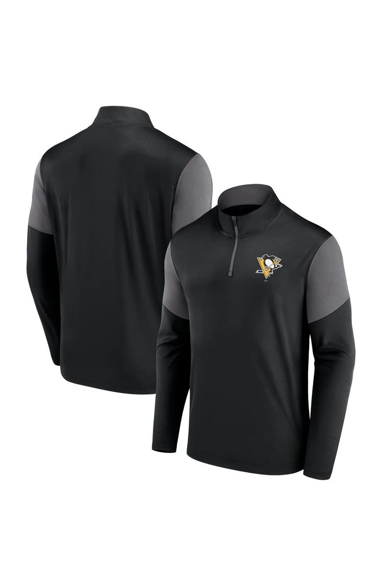 FANATICS Men's Fanatics Black Pittsburgh Penguins Logo Quarter-Zip Top, Main, color, Black