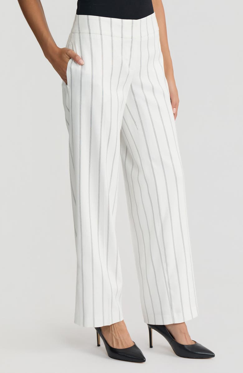 KASPER The Ava Wide Leg Pants, Alternate, color, Lily White/ Blk