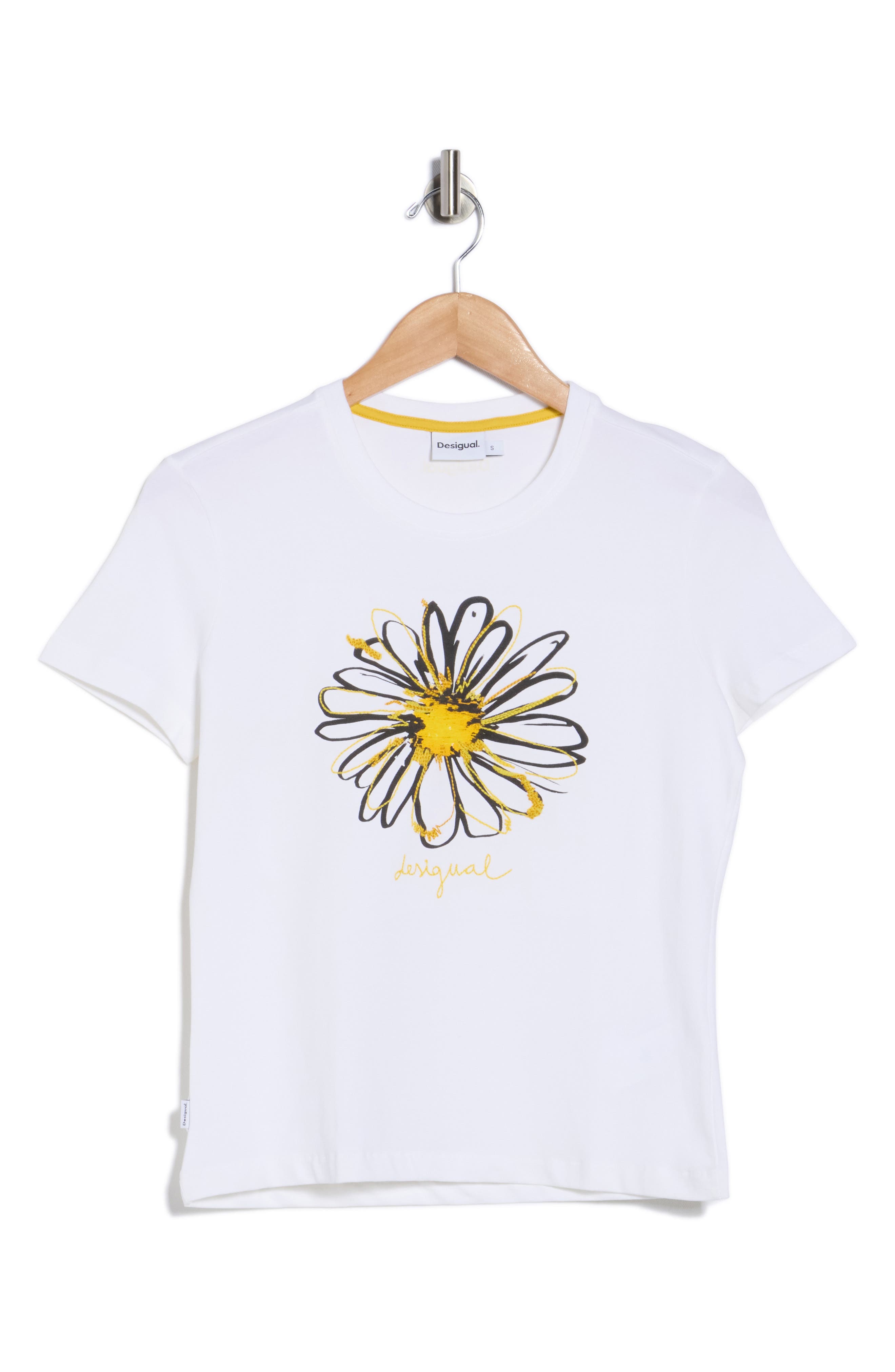 Desigual Daisy Embroidered Knit Graphic T-Shirt