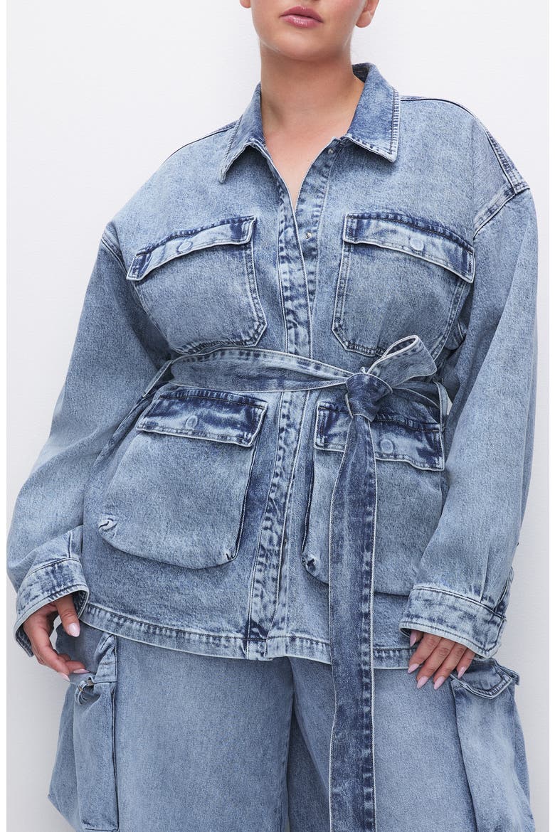 Uniform Denim Cargo Jacket, Alternate, color, INDIGO301