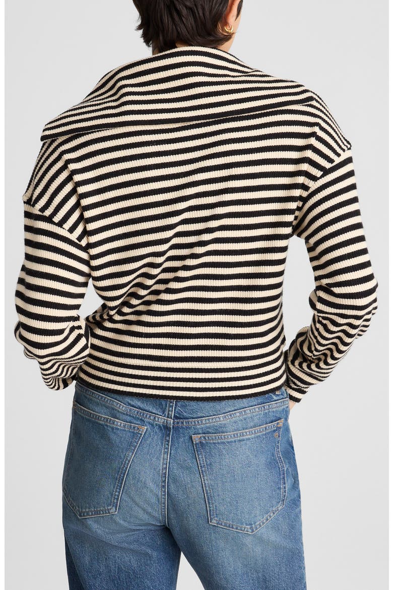 Stripe Half Zip Top, Alternate, color, JET BLACK