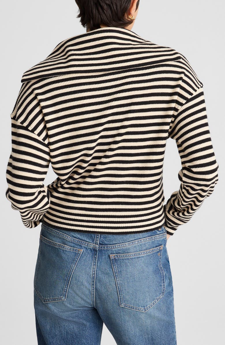 Madewell Stripe Half Zip Top, Alternate, color, Jet Black
