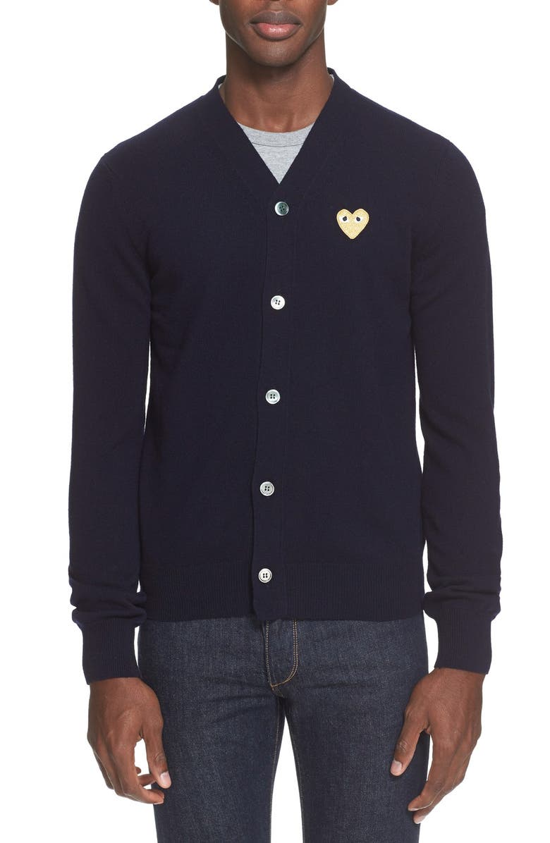 Comme des Garçons PLAY V-Neck Wool Cardigan, Main, color,