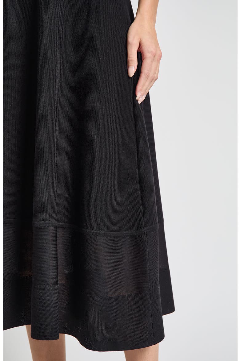 Modern Fit & Flare Sheer Hem Midi Dress, Alternate, color, BLACK