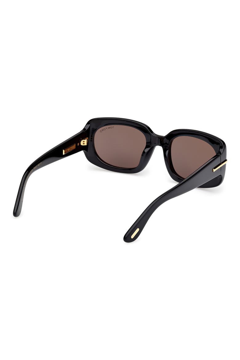 Icon 54mm Rectangular Sunglasses, Alternate, color, SHINY BLACK BEVELED / SMOKE