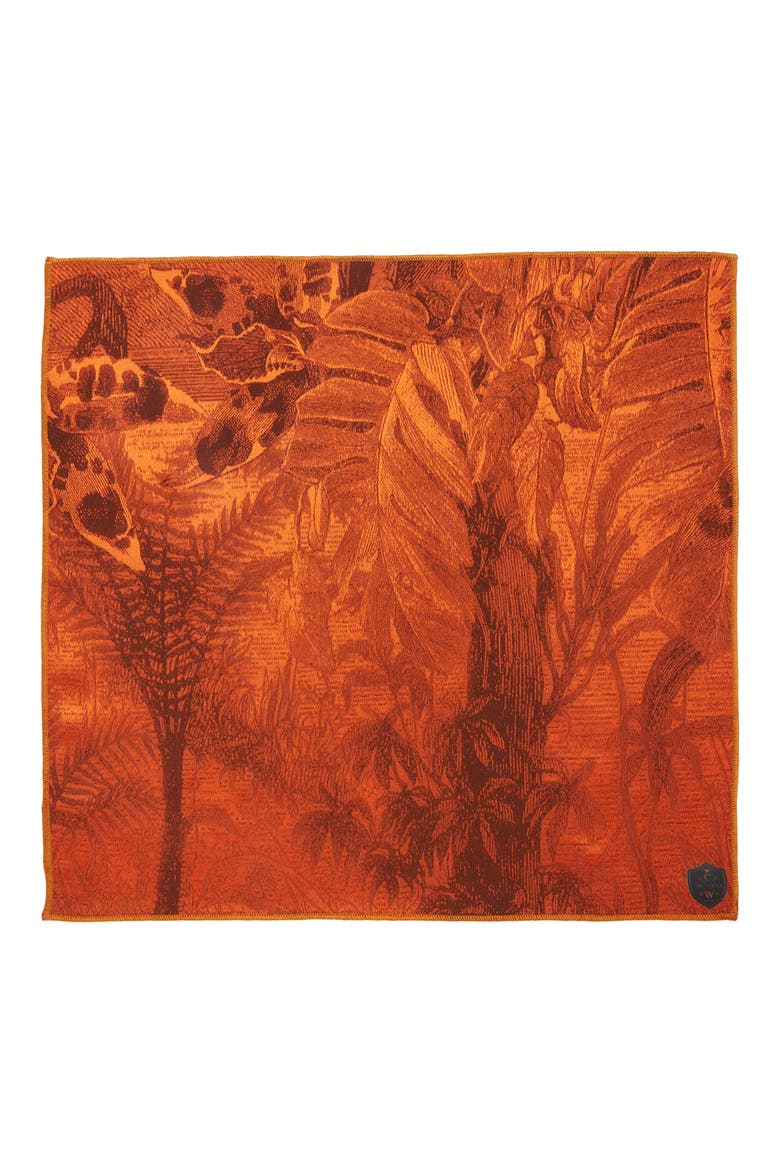 Burnt Orange Floral Silk Pocket Square, Alternate, color, BURNT ORANGE