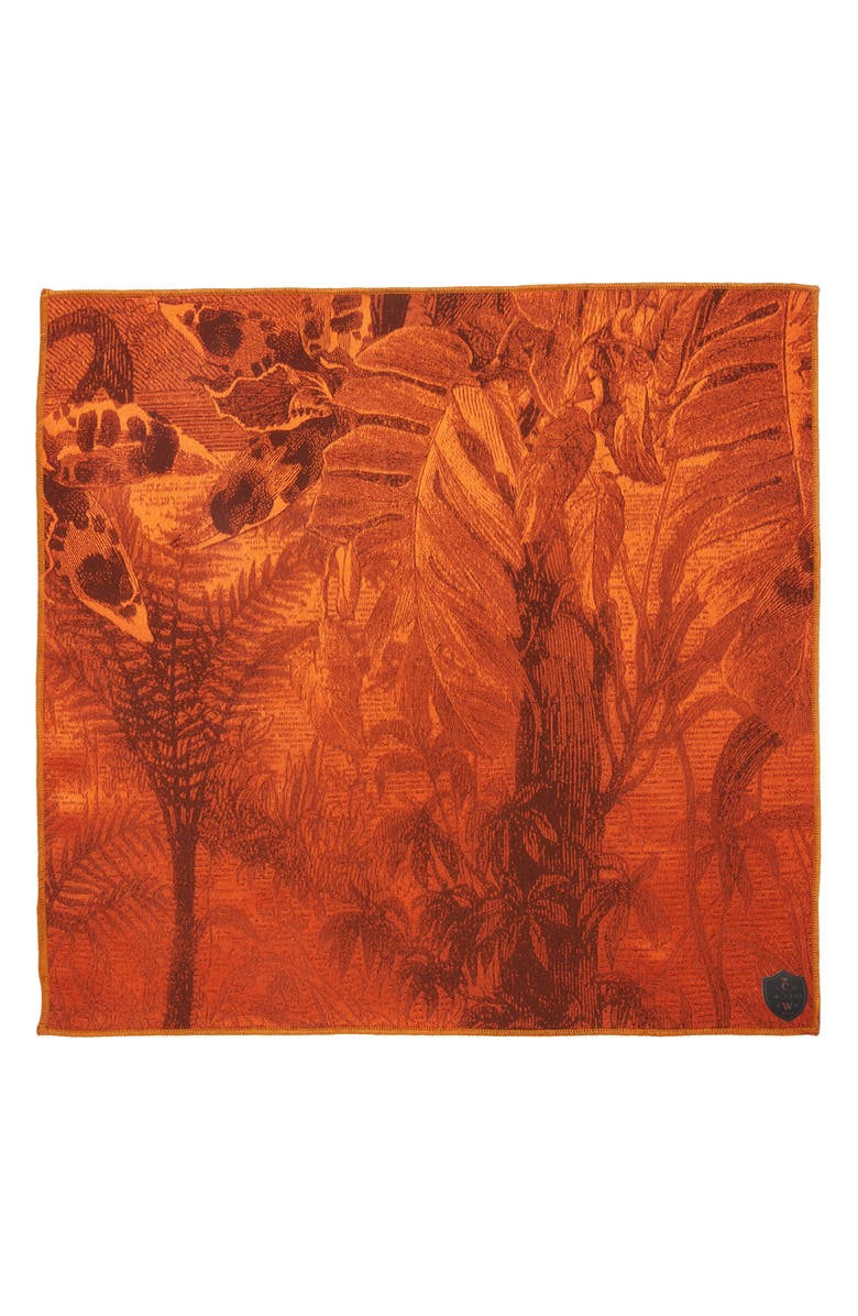 CLIFTON WILSON Burnt Orange Floral Silk Pocket Square, Alternate, color,