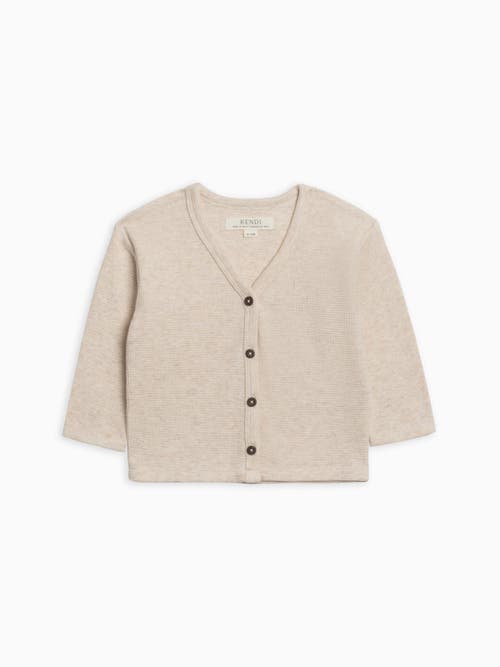 Kendi Wells Waffle Knit Button Cardigan In Neutral