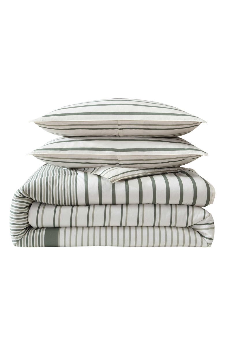 Eddie Bauer Cooper Stripe Cotton Duvet Cover Set, Main, color, Green
