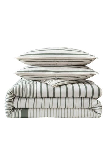 Eddie Bauer Cooper Stripe Cotton Comforter Set In White