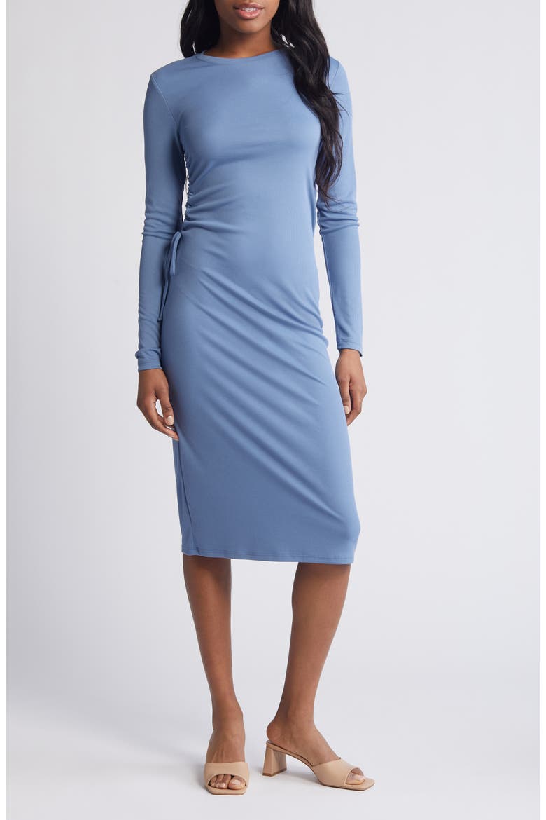 Phine Long Sleeve Rib Jersey Dress, Main, color, CORONET BLUE