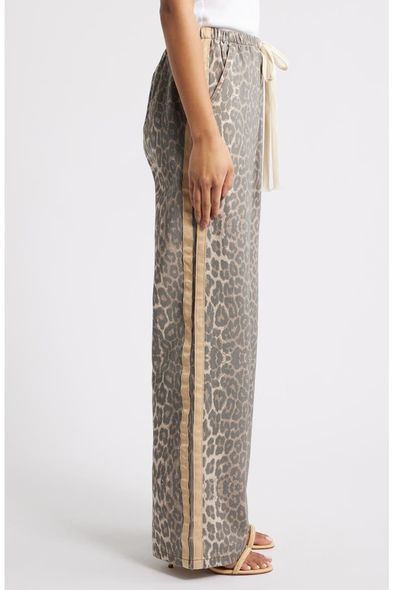 Fletcher Leopard Print Racer Stripe Drawstring Jeans, Alternate, color, LEOPARD