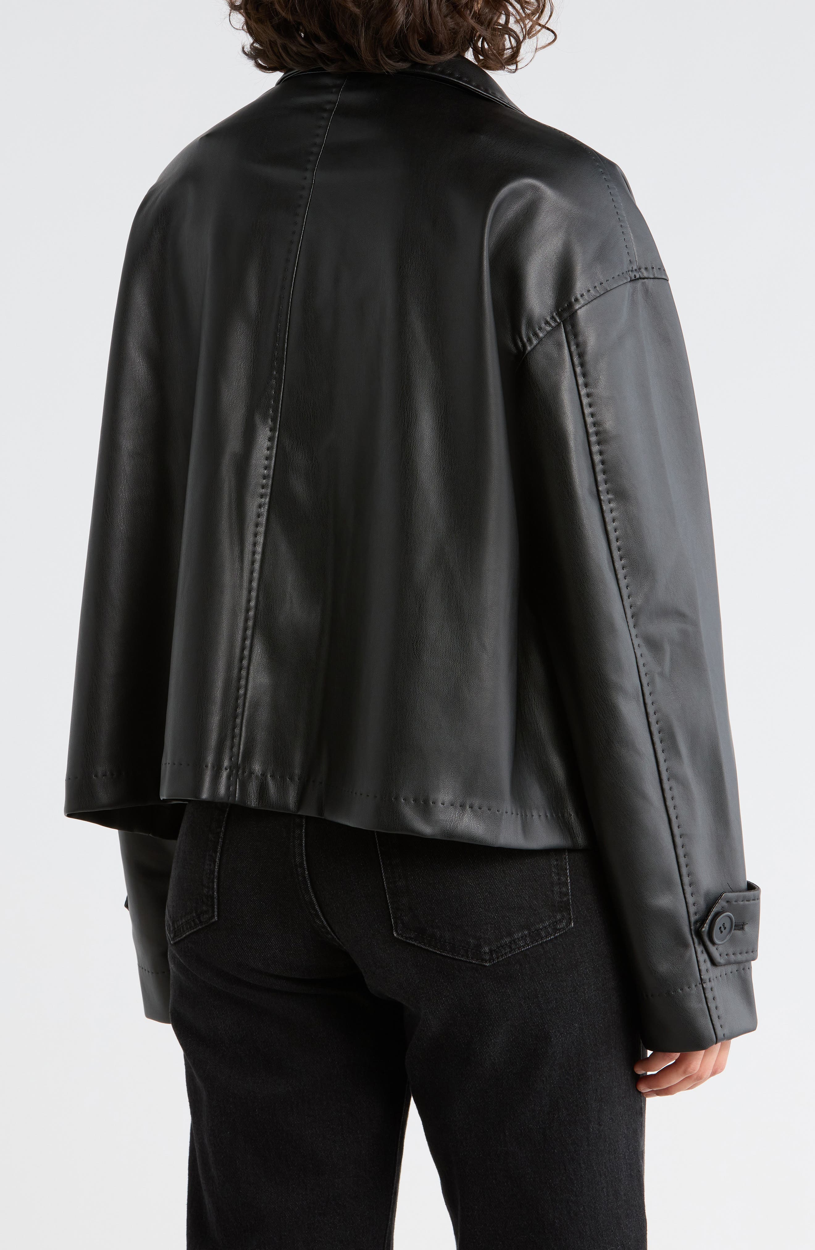Faux Leather Shirt Jacket - image 2