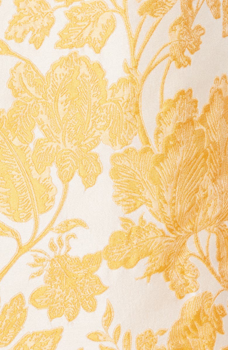 Kay Unger Ingrid Floral Jacquard Jumpsuit, Alternate, color, Mango