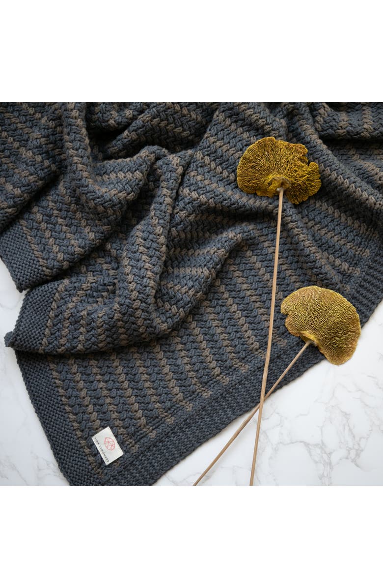 Pink Lemonade Tara Organic Cotton Throw Blanket, Main, color, Dark Grey