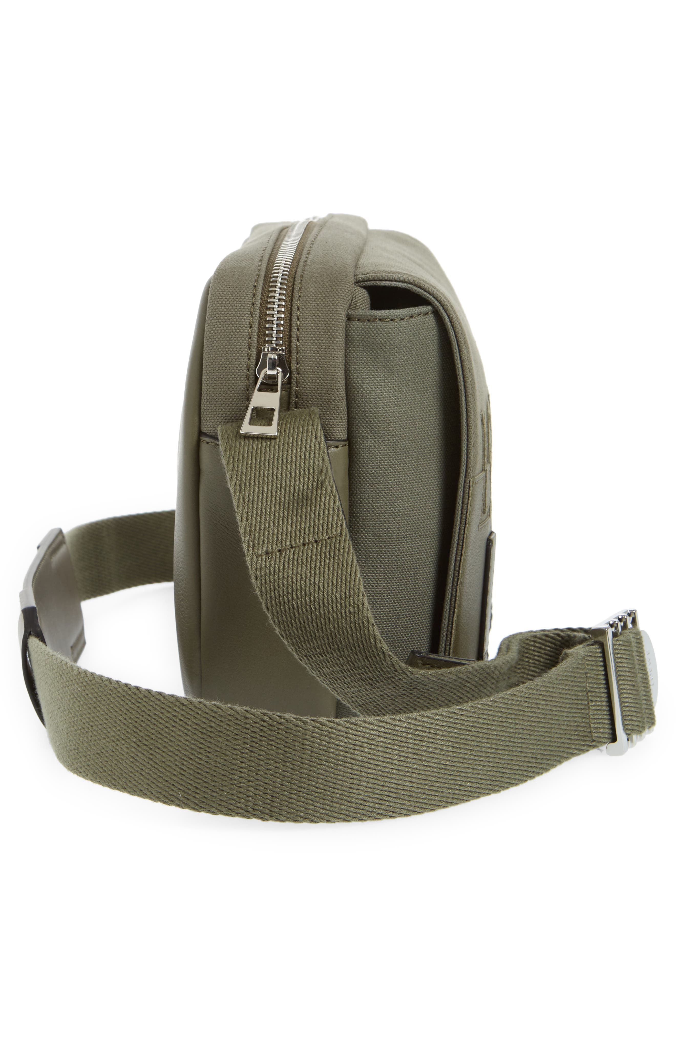 Loewe Extra Small Military Logo Leather & Canvas Messenger Bag, Alternate, color, 