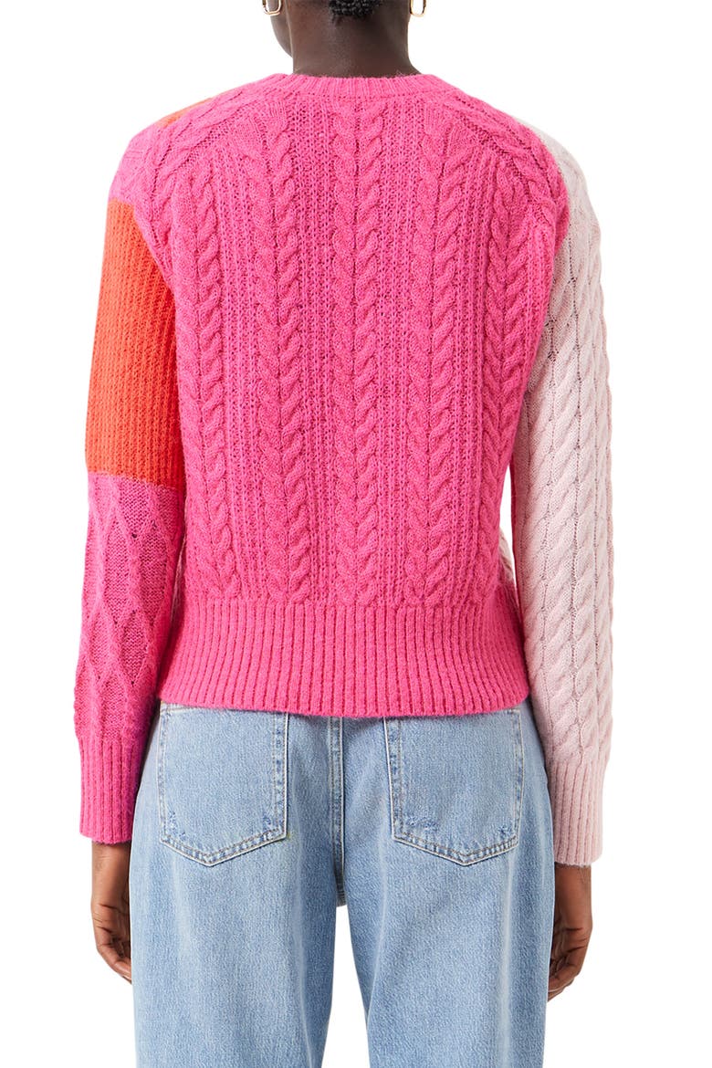 Madelyn Cable Knit Sweater, Alternate, color, CRYSTAL ROSE - FUCHSIA