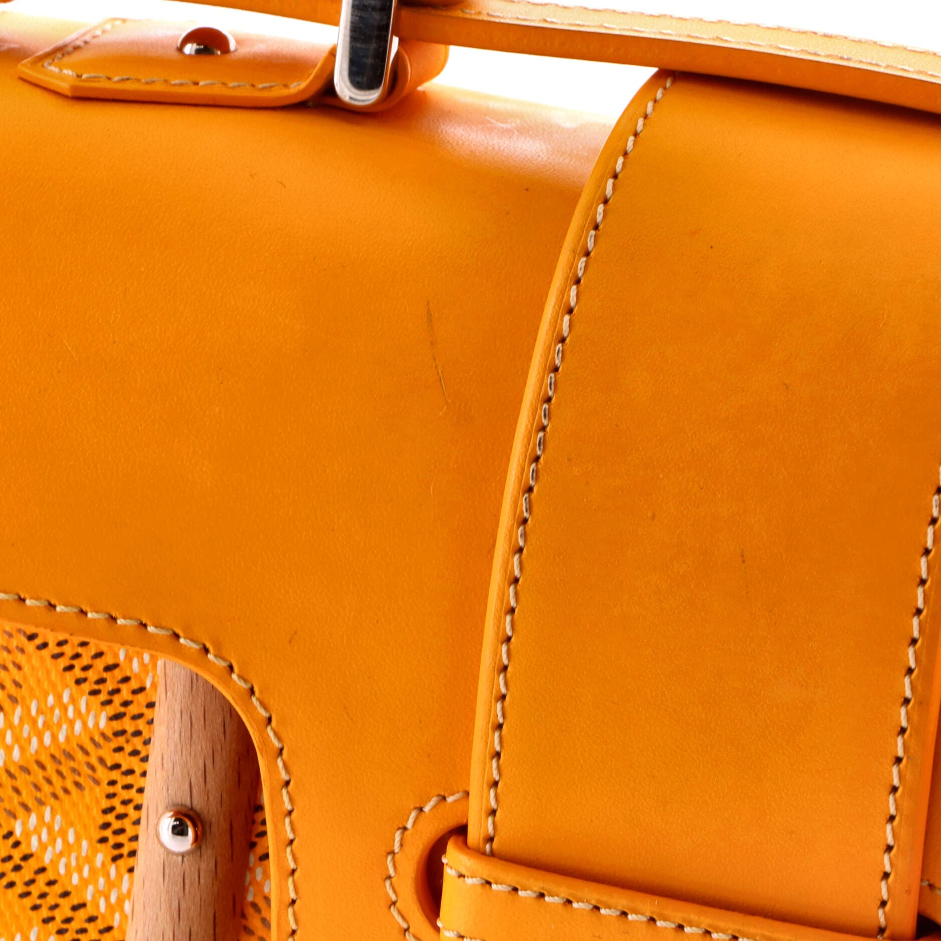 Pre-Owned Goyard Structured Saigon Top Handle Bag Coated Canvas with Leather Mini, Alternate, color, Yellow