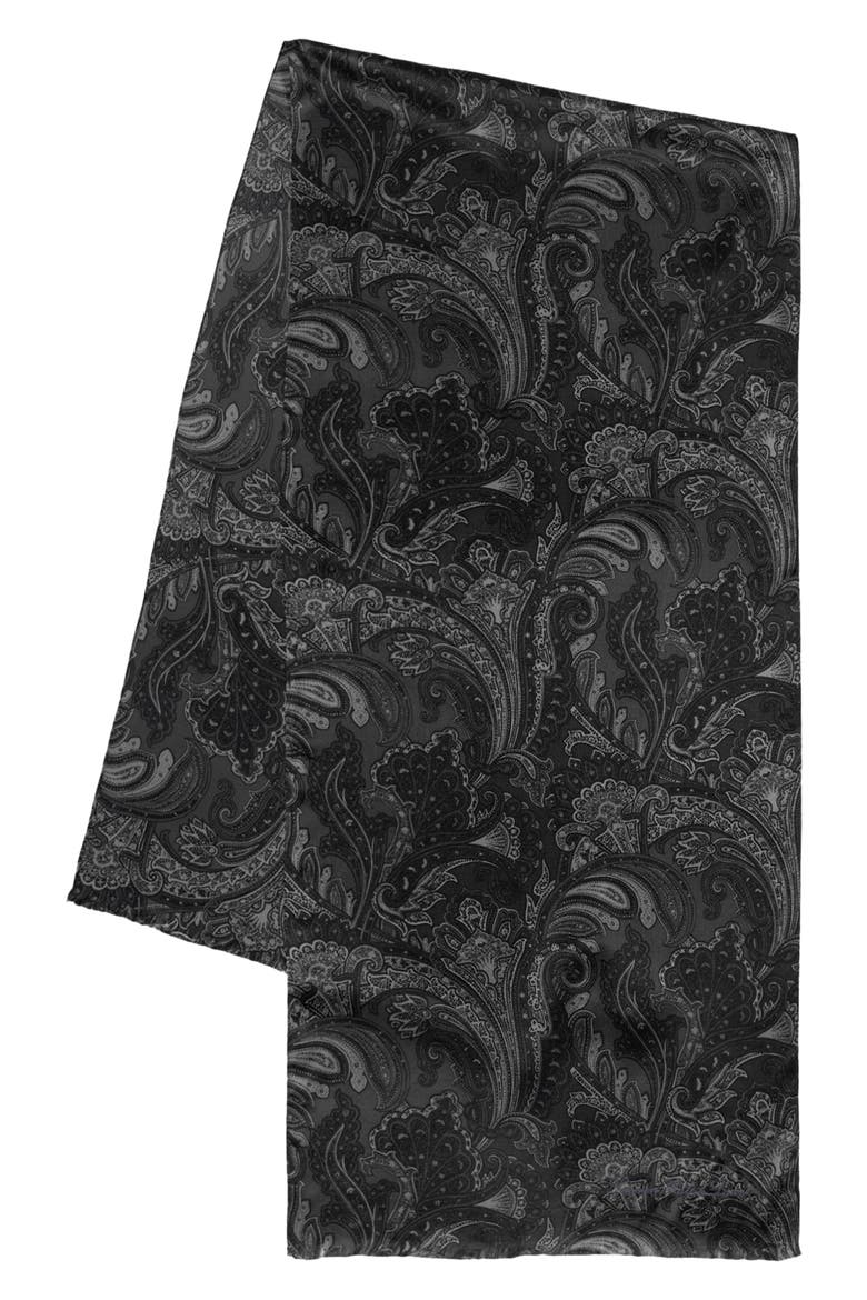 Paisley Silk Oblong Scarf, Alternate, color, BLACK