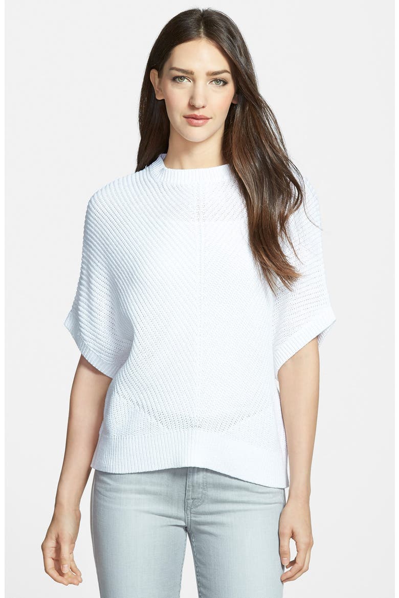 Elbow Sleeve Cotton Pullover, Main, color, WHITE
