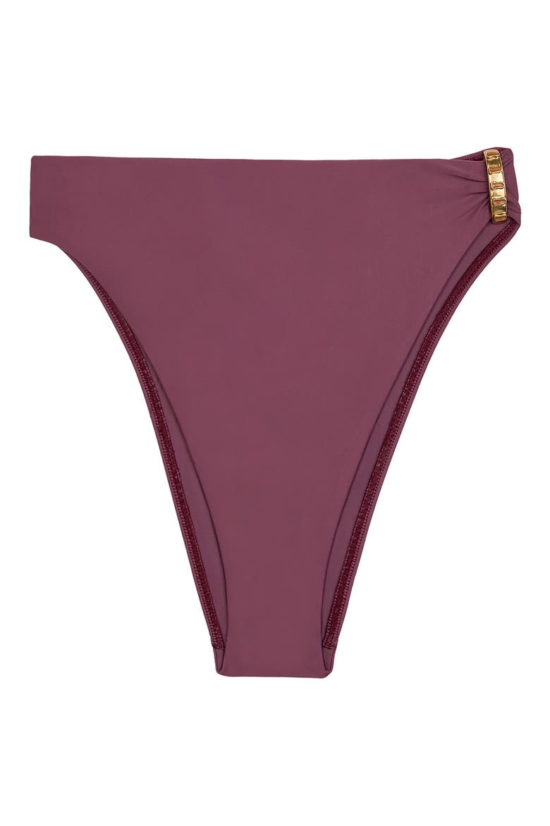Bessie Hardware Detail High Waist Bikini Bottoms, Alternate, color, PURPLE