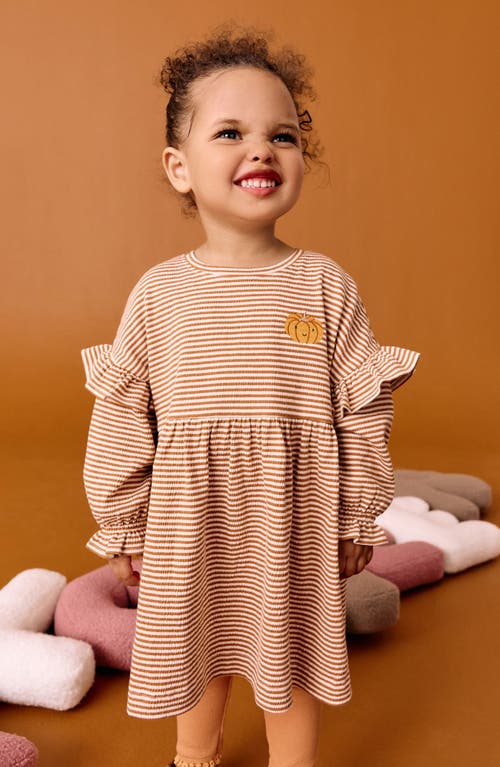 Next Kids' Crinkle Dress & Leggings Set In Brown