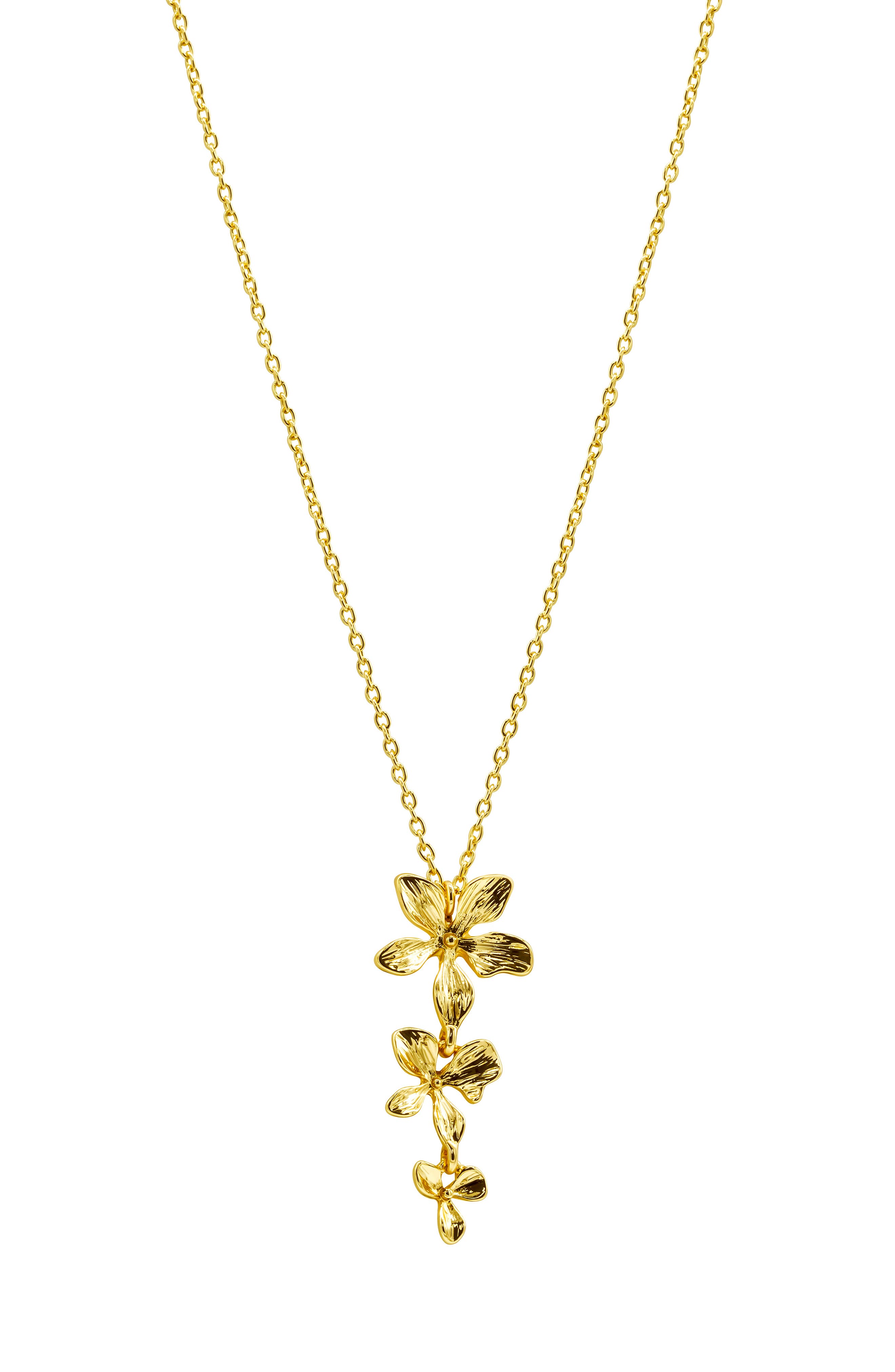 Adornia Petal Triple Flower Drop Pendant Necklace