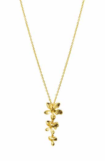 Adornia Petal Triple Flower Drop Pendant Necklace