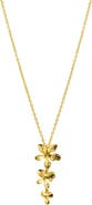 Adornia Petal Triple Flower Drop Pendant Necklace