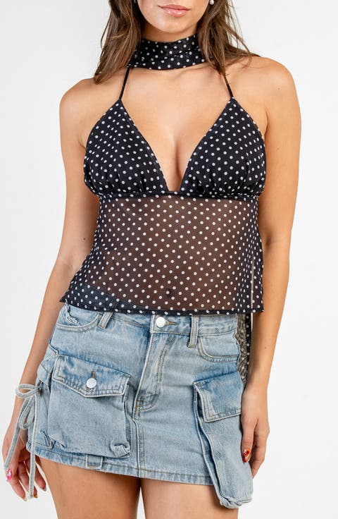 Backless Chiffon Camisole with Scarf
