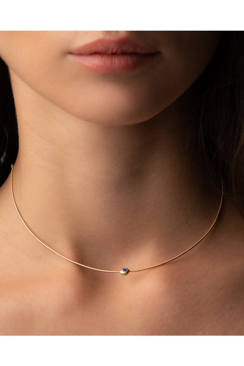 Moon Necklace  with Natural Gemstones. Handmade in Italy, Alternate, color, Sapphire