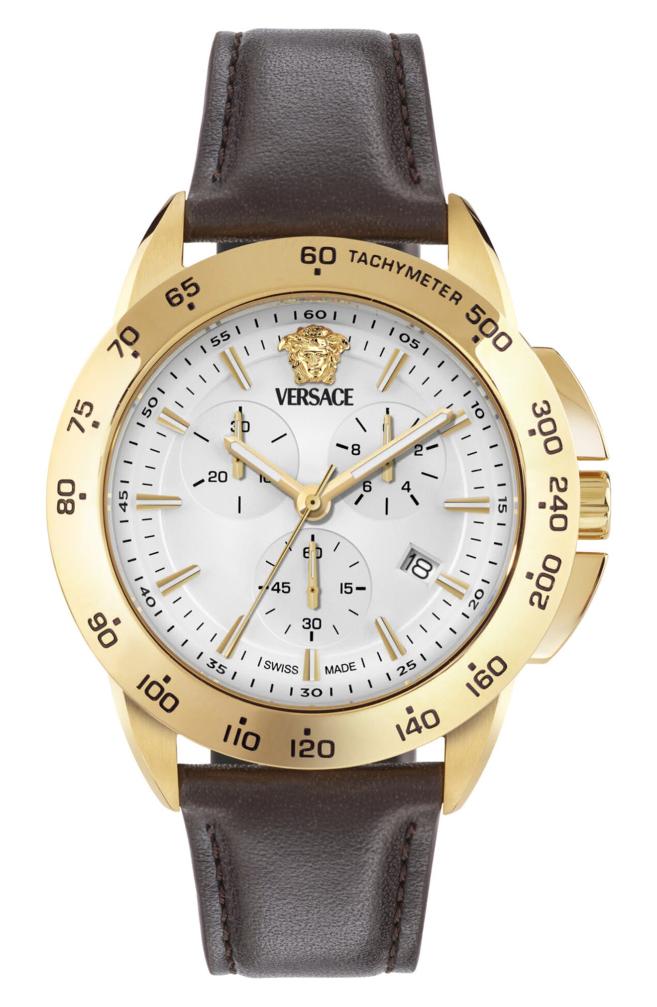 V-Sport Chrono Leather Strap Watch, 44mm