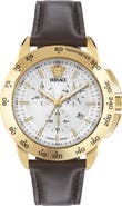 Versace V-Sport Chrono Leather Strap Watch, 44mm