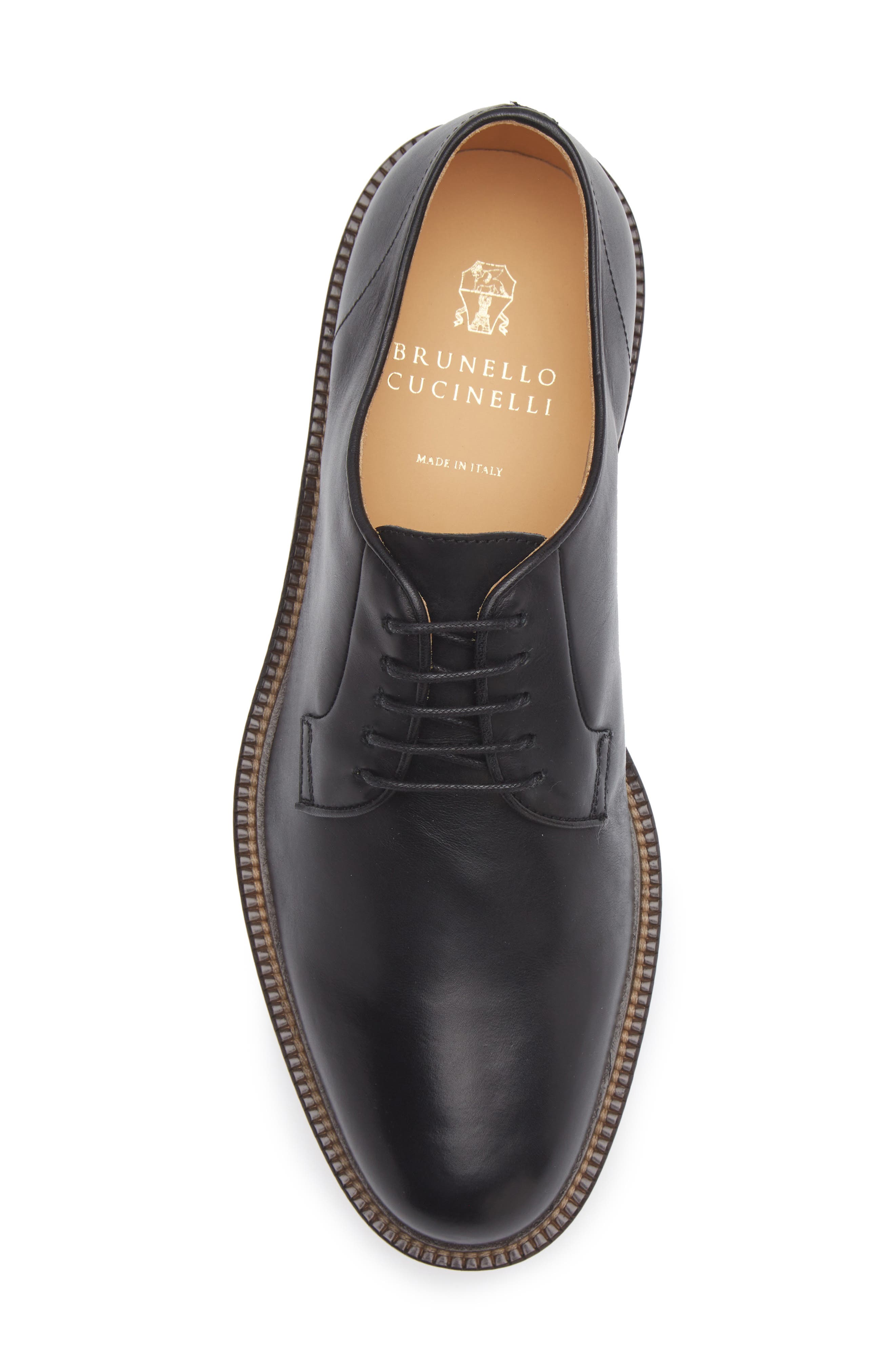 Brunello Cucinelli Leather Derby, Alternate, color, C101 Black